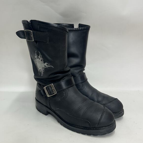 Harley Davidson Embroidered Flames Engineer Boots “Black” main image 5